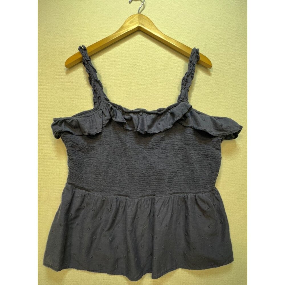 Old Navy Women's Ruffle Tank Rayon Top Sleeveless Size XXL Slate Blue Smocked